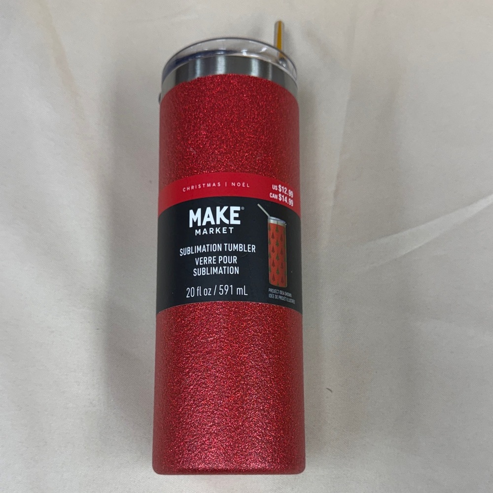 MAKE Market Red Glitter 20 oz Sublimation Tumbler